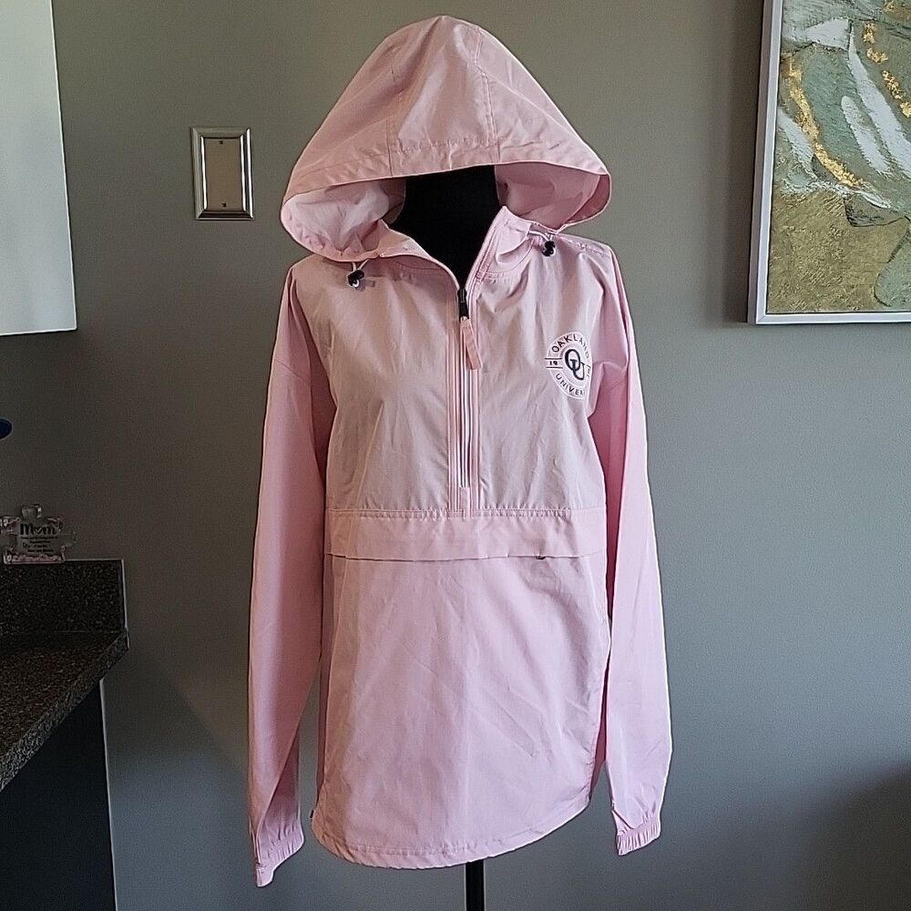 NWT New Champion Oakland University Women’s Pink Packable Half Zip Jacket NCAA M